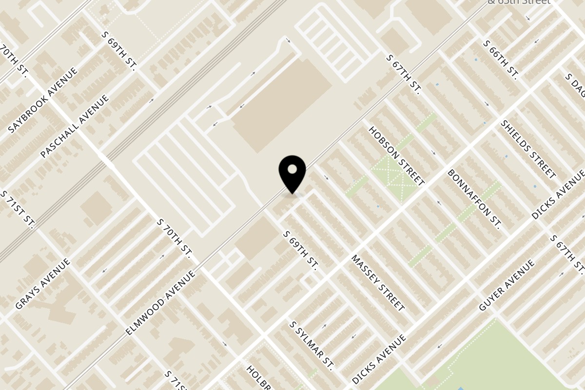 Map showing the location of Sweet DSJ on 6840 Elmwood Ave in Philadelphia